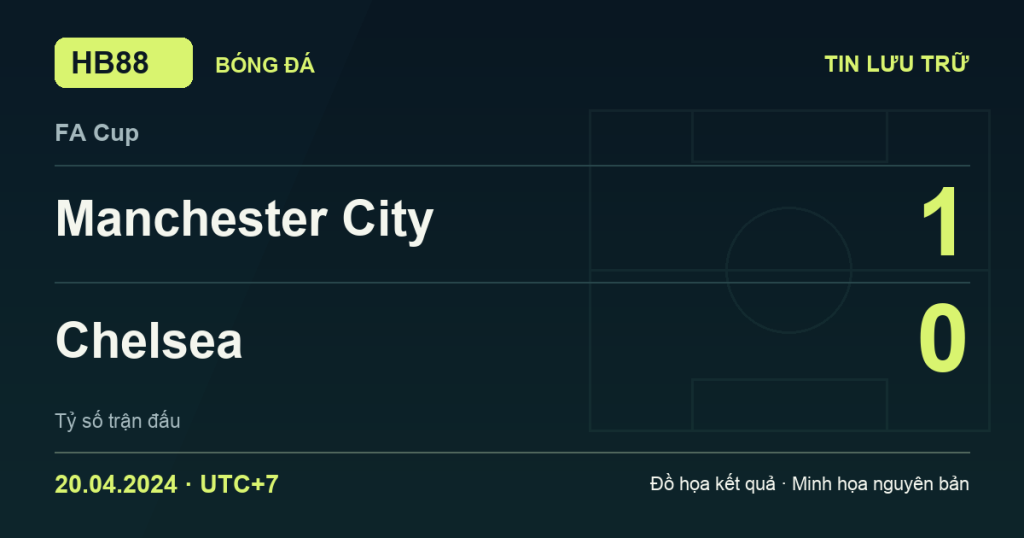 Đồ họa kết quả trận Manchester City 1–0 Chelsea: kết quả FA Cup ngày 20/04/2024 (giờ Việt Nam).