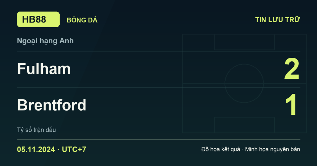 Đồ họa kết quả trận Fulham 2–1 Brentford: kết quả Ngoại hạng Anh ngày 05/11/2024 (giờ Việt Nam).