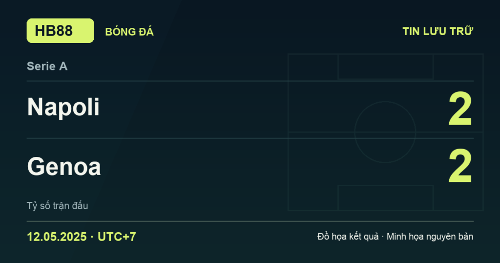Đồ họa kết quả trận Napoli 2–2 Genoa: kết quả Serie A ngày 12/05/2025 (giờ Việt Nam).